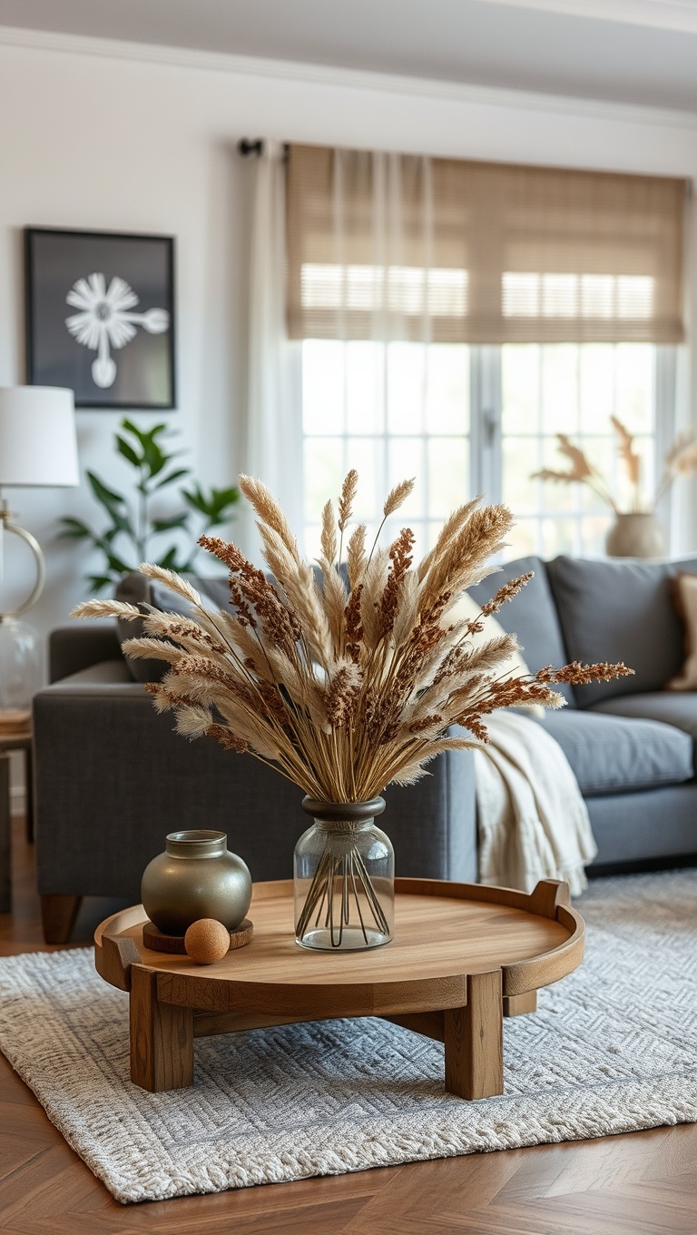 20 Creative Ideas for a Stunning Artisanal Living Room - 14. Nature-Inspired Decor with Dried Flowers