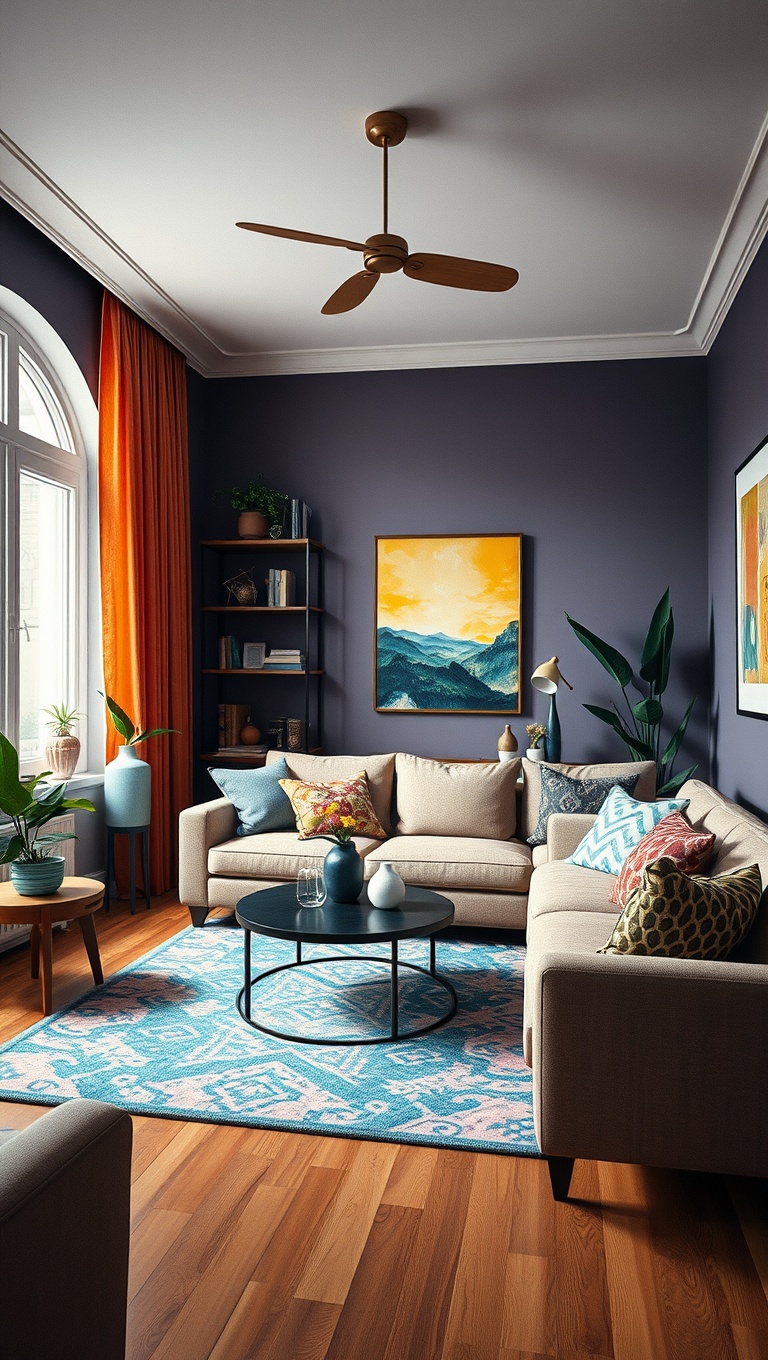 20 Vibrant Ideas for a Colorful Eclectic Living Room - 4. Layer Textures for Depth