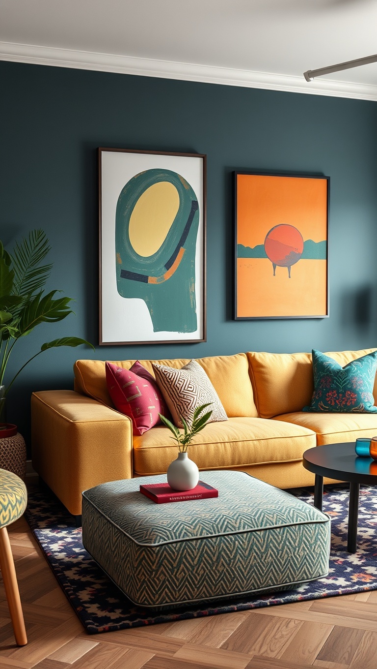 20 Vibrant Ideas for a Colorful Eclectic Living Room - 2. Mix and Match Patterns
