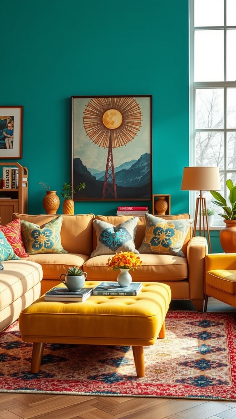 20 Vibrant Ideas for a Colorful Eclectic Living Room - 7. Brighten Up with Art