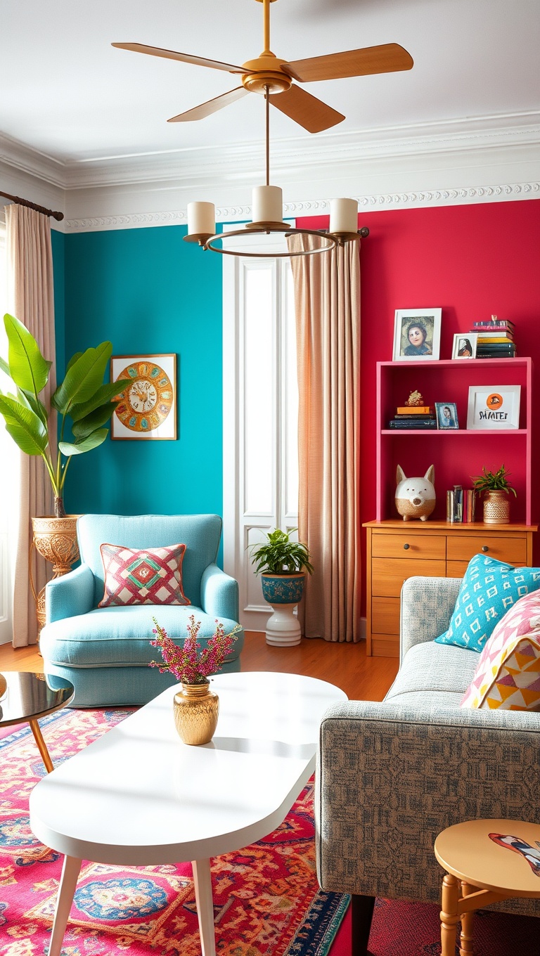 20 Vibrant Ideas for a Colorful Eclectic Living Room - 9. Add Whimsical Accessories
