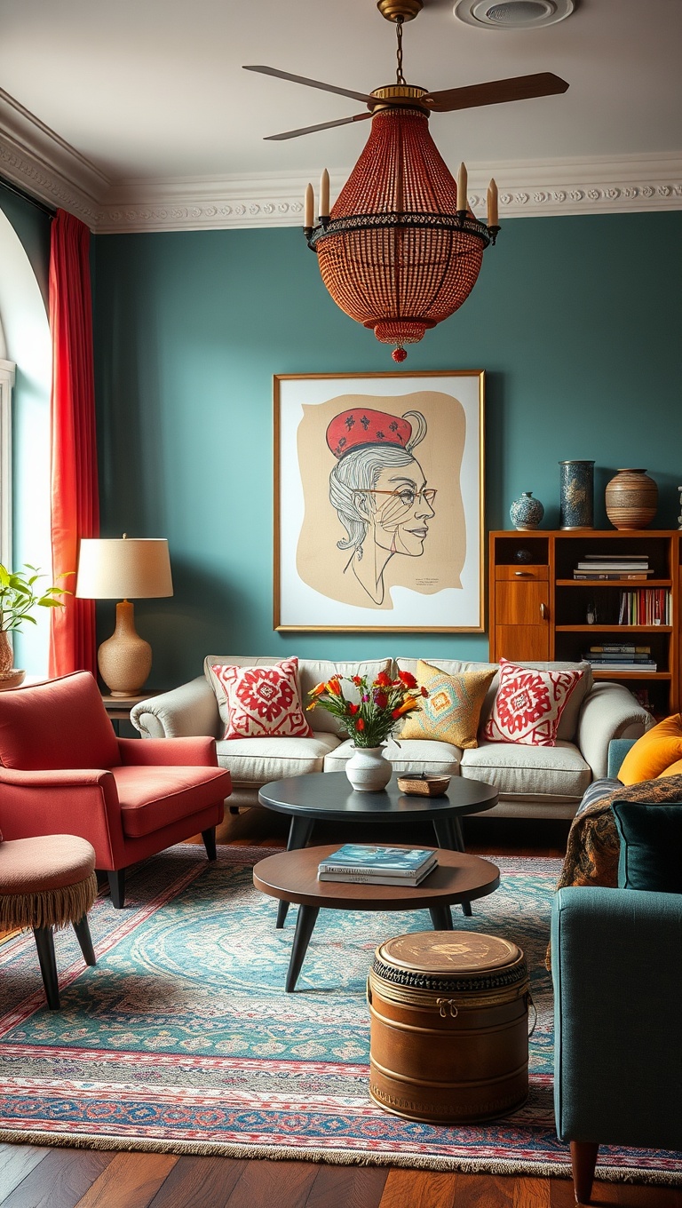20 Vibrant Ideas for a Colorful Eclectic Living Room - 5. Use Vintage Finds