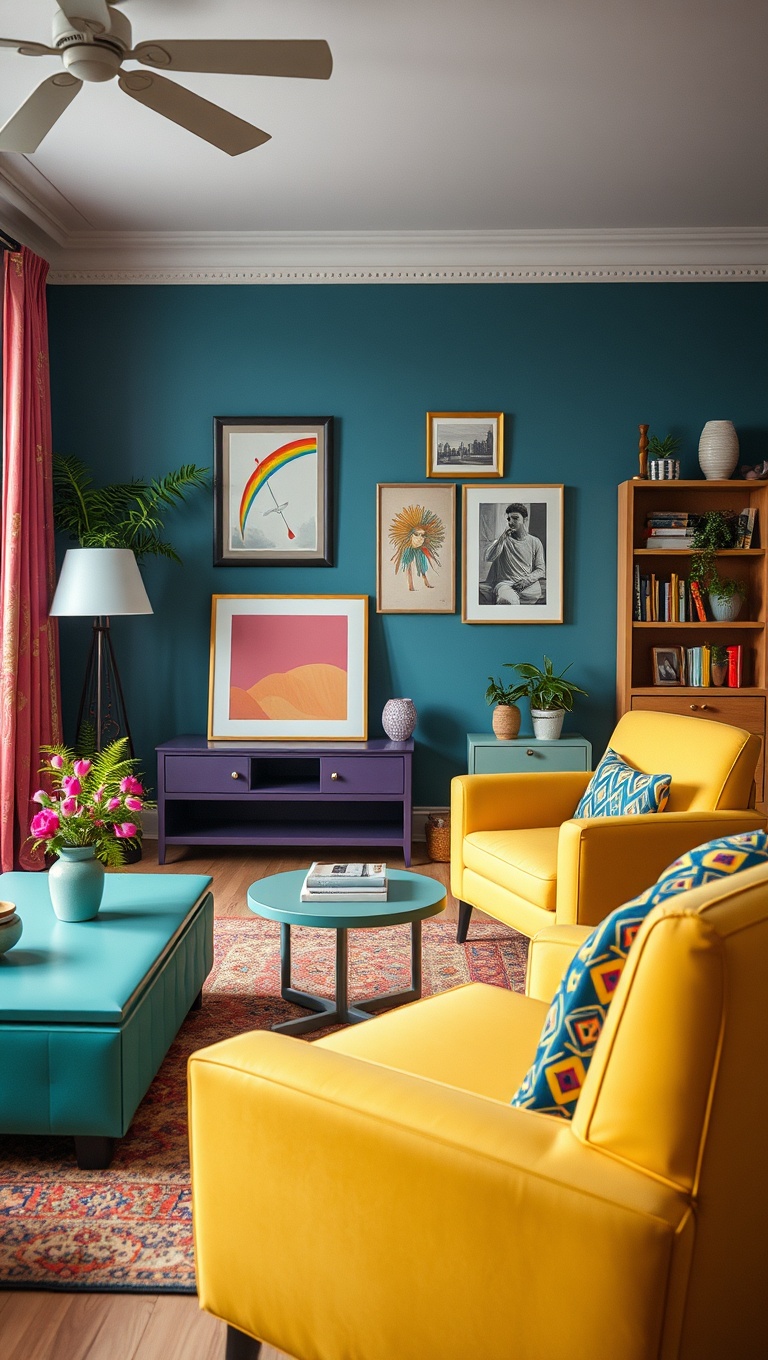 20 Vibrant Ideas for a Colorful Eclectic Living Room - 8. Play with Colorful Furniture