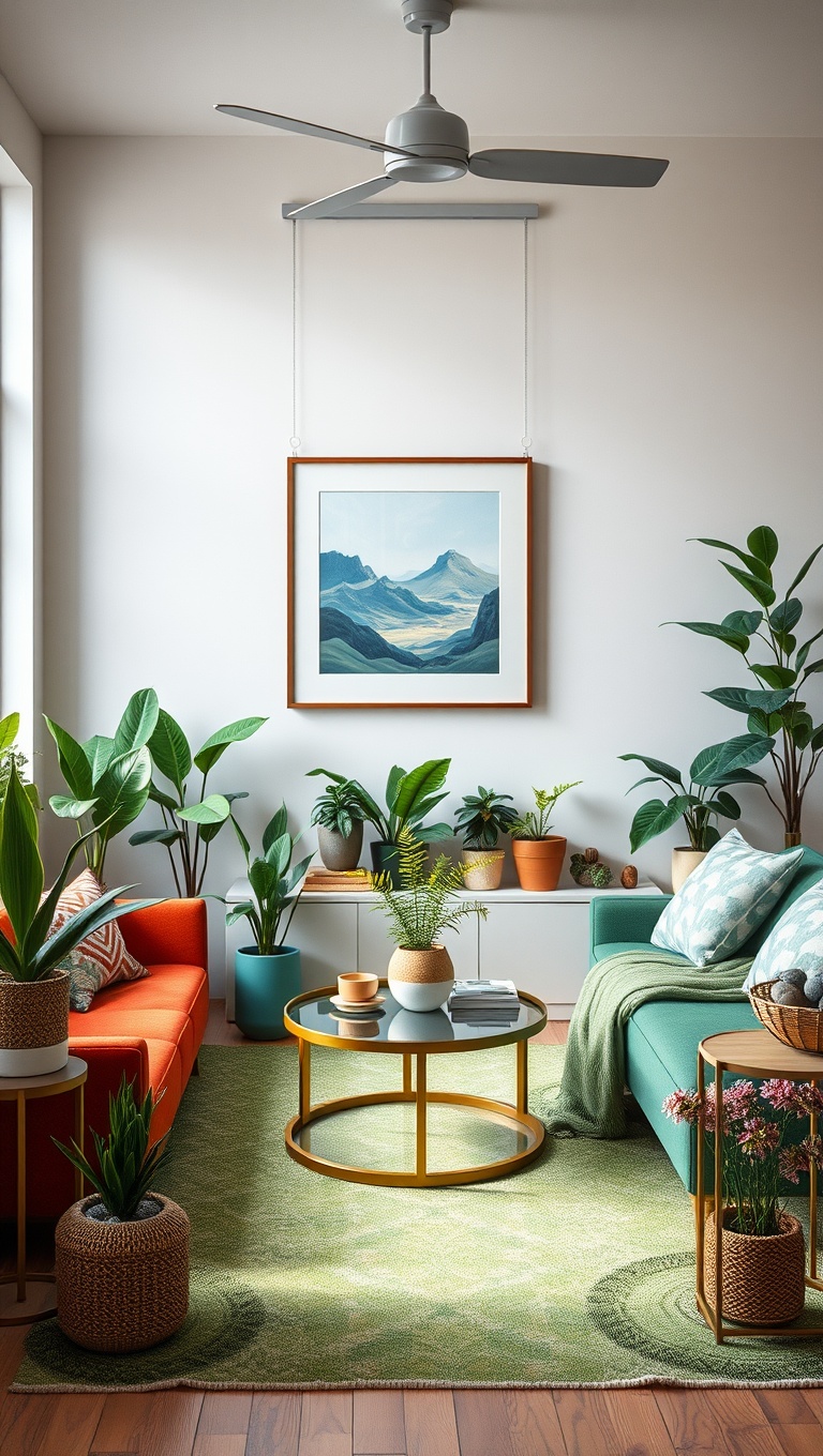 20 Vibrant Ideas for a Colorful Eclectic Living Room - 12. Bring Nature Indoors with Plants