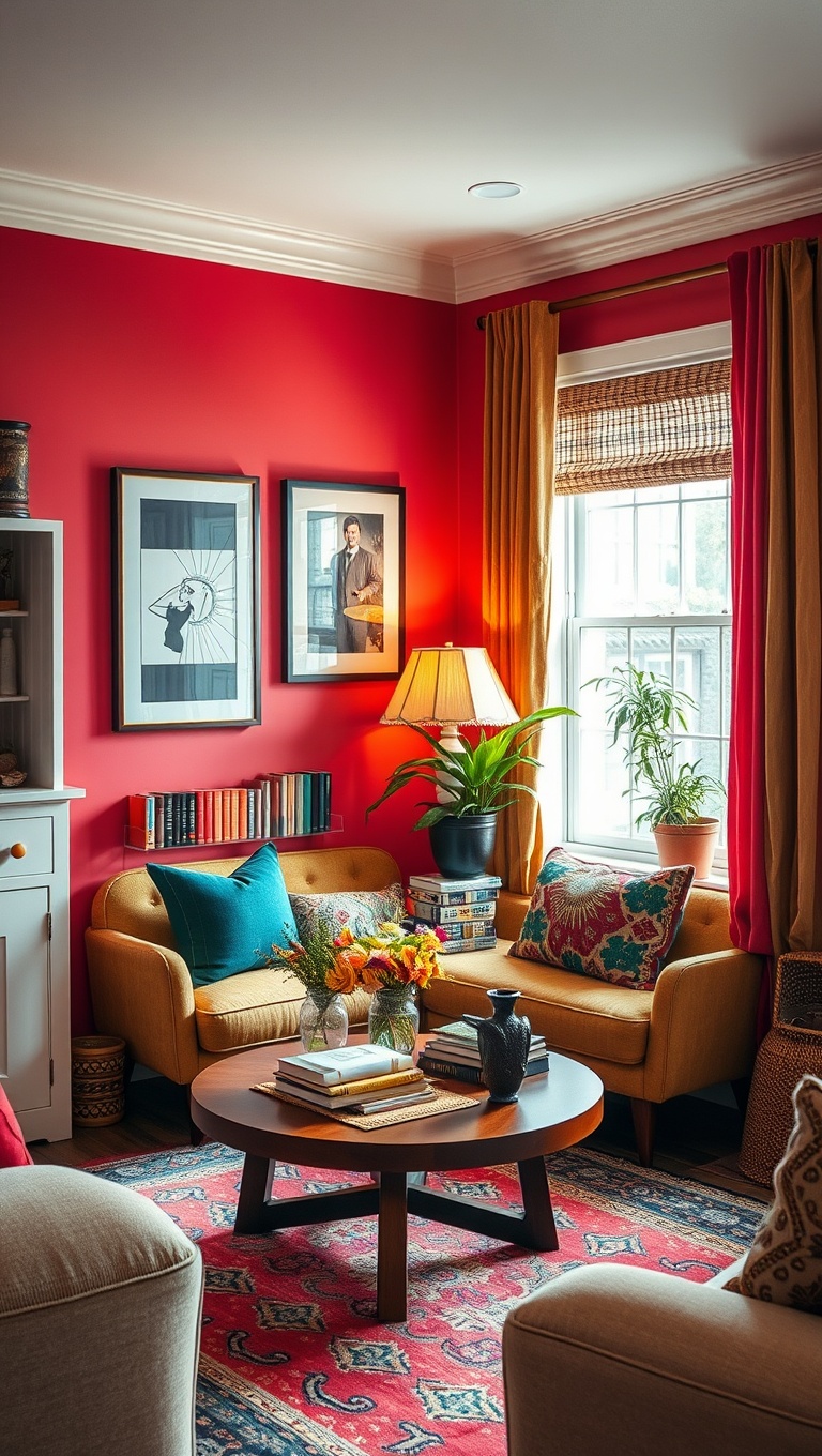 20 Vibrant Ideas for a Colorful Eclectic Living Room - 13. Curate a Cozy Reading Nook