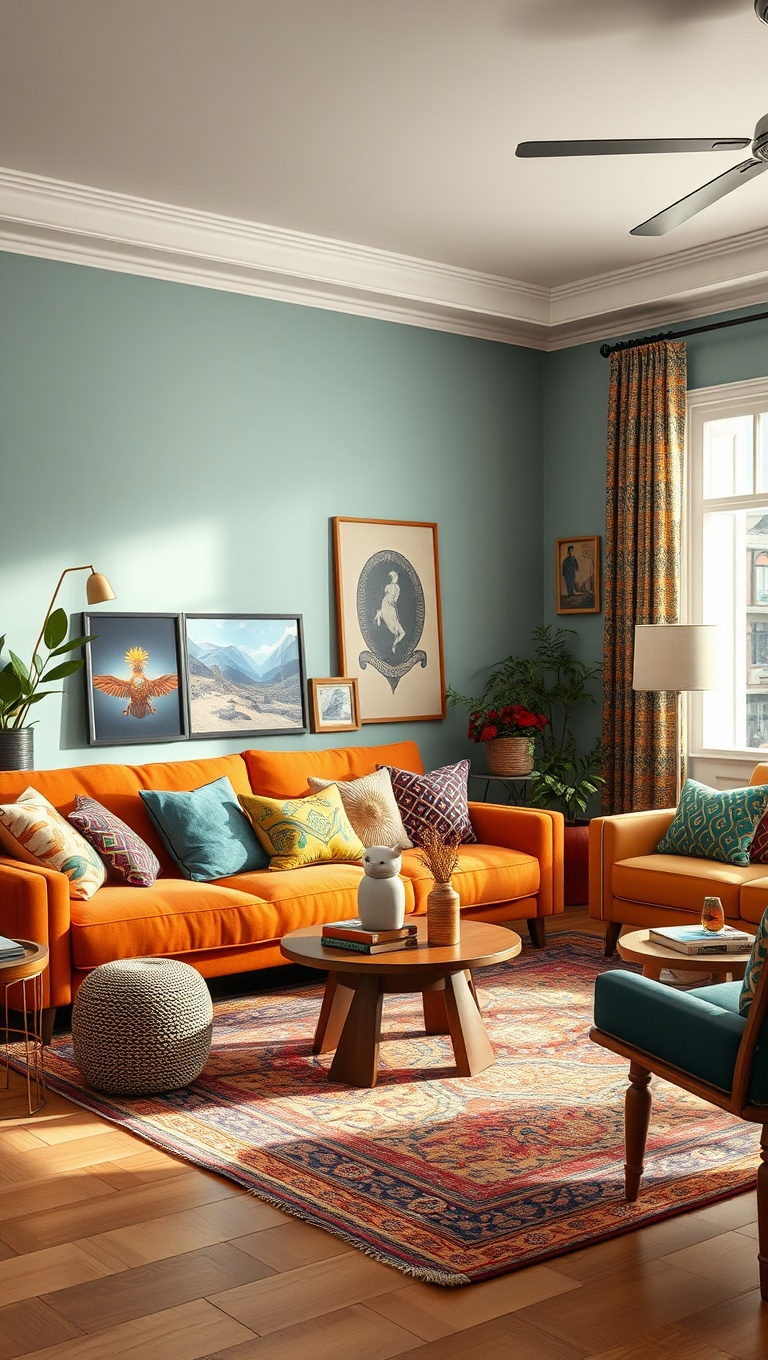 20 Vibrant Ideas for a Colorful Eclectic Living Room - 18. Showcase Your Collections