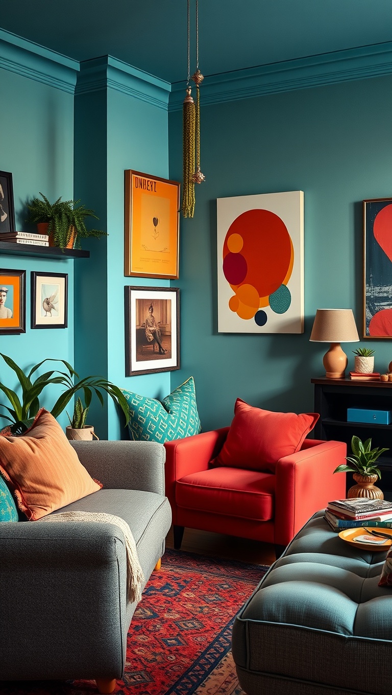 20 Vibrant Ideas for a Colorful Eclectic Living Room - 19. Create a Cozy Color Corner