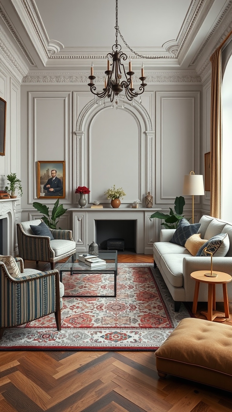 20 Fabulous Ideas to Inspire Your Classic European Living Room - 4. Layer with Rugs: Mix Patterns and Textures