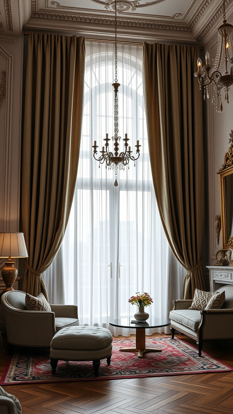 20 Fabulous Ideas to Inspire Your Classic European Living Room - 6. Hang Elegant Curtains: Floor-to-Ceiling Drama