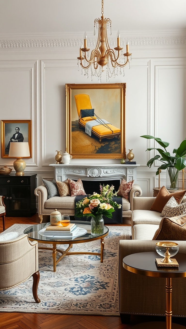20 Fabulous Ideas to Inspire Your Classic European Living Room - 9. Add a Touch of Gold: Decorate with Metallic Accents