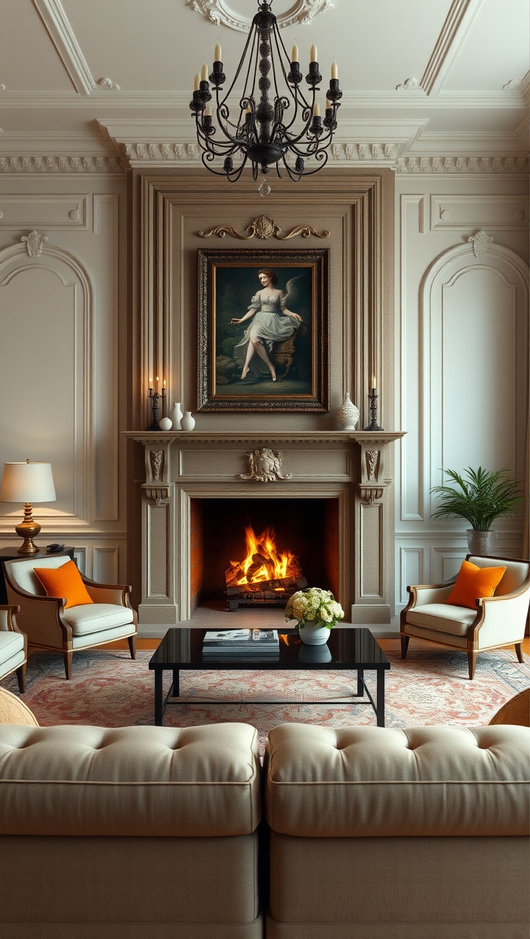 20 Fabulous Ideas to Inspire Your Classic European Living Room - 12. Choose a Grand Fireplace: The Heart of the Room