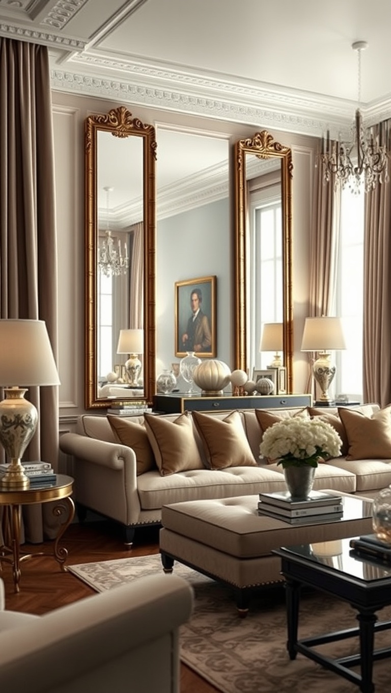 20 Fabulous Ideas to Inspire Your Classic European Living Room - 15. Utilize Mirrors: Create Depth and Light