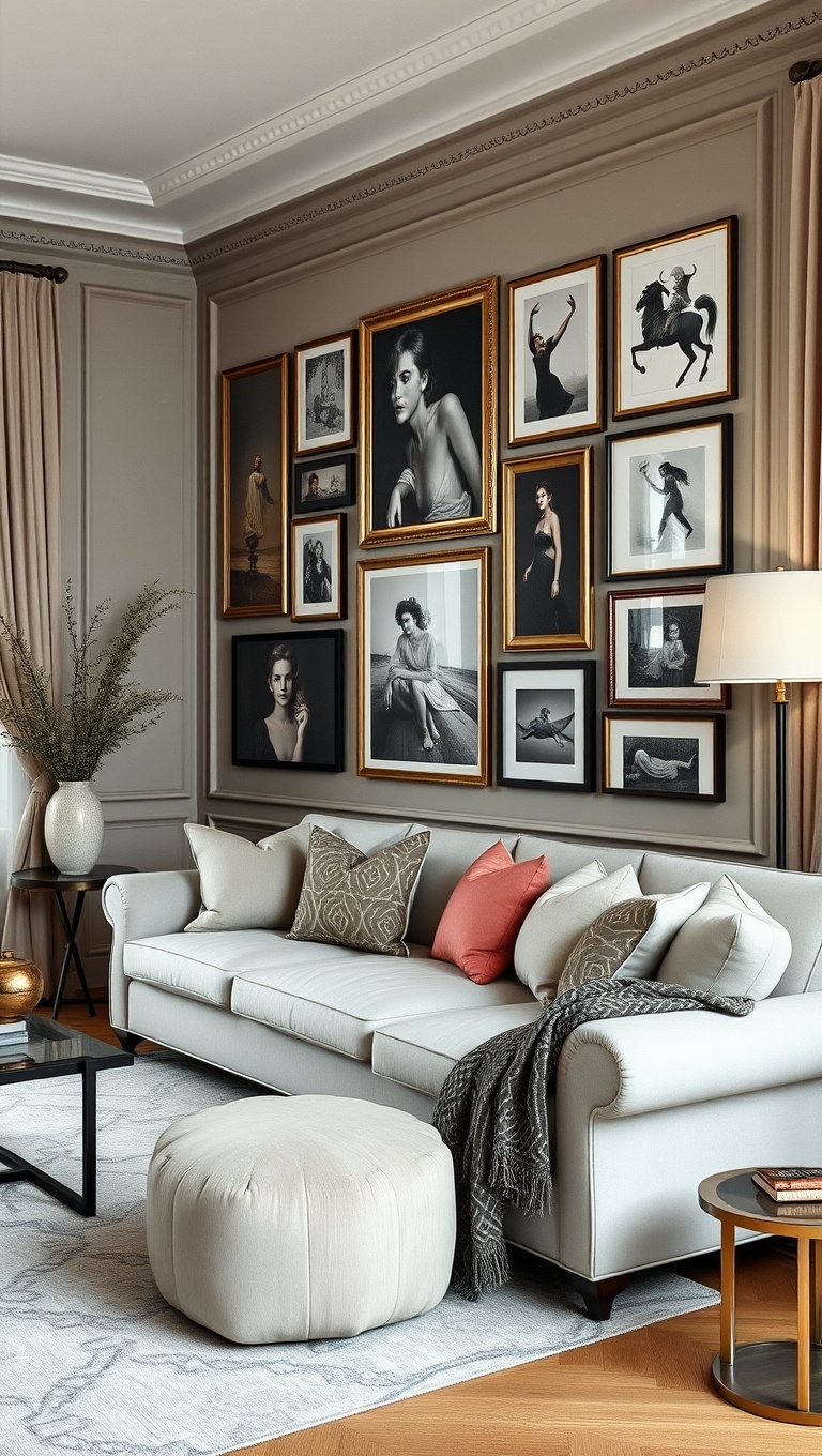 20 Fabulous Ideas to Inspire Your Classic European Living Room - 17. Create a Gallery Wall: Showcase Your Style
