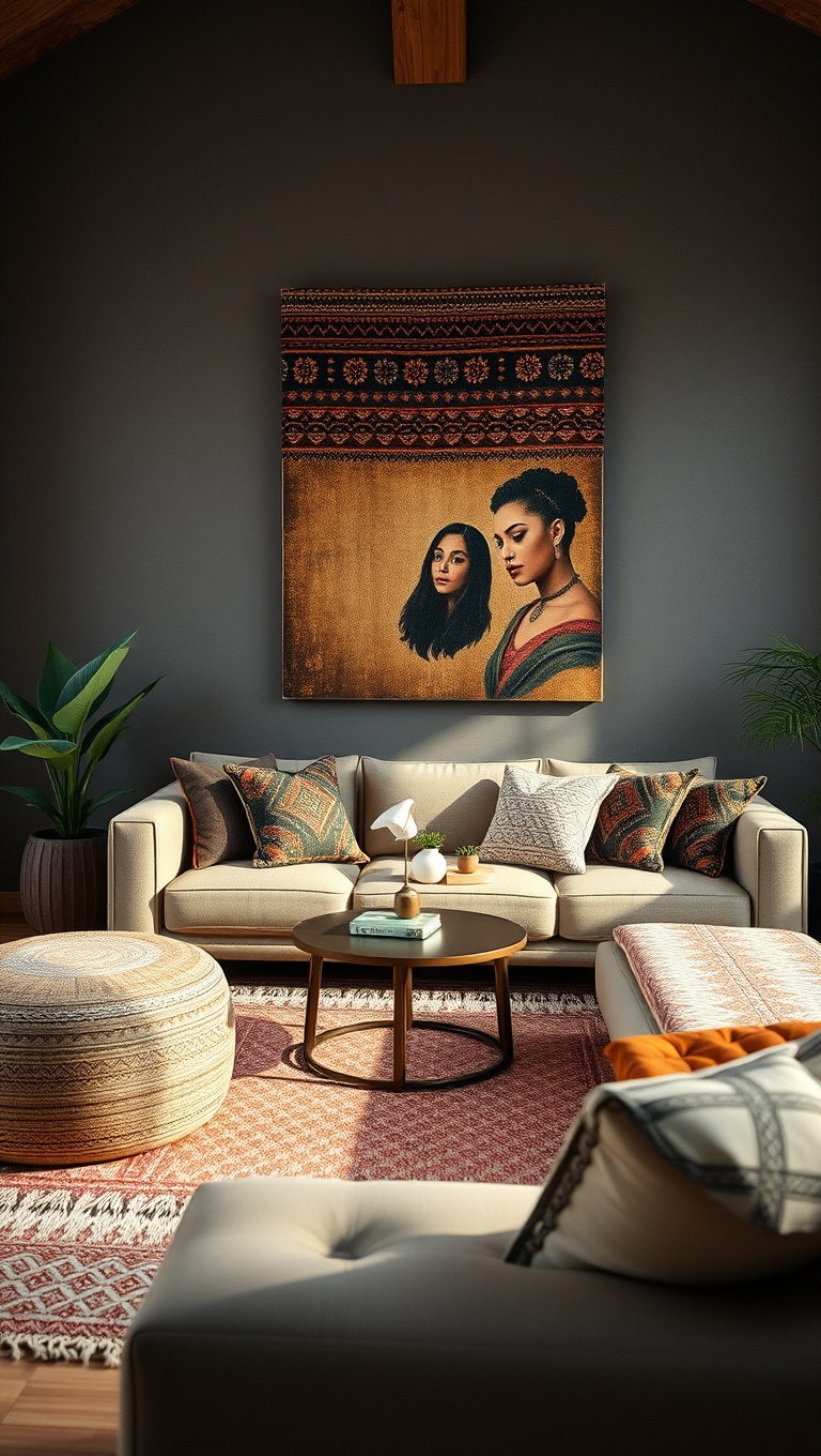 20 Stylish Ideas for a Modern Tribal Living Room - 2. Layered Textures: Mix and Match Fabrics
