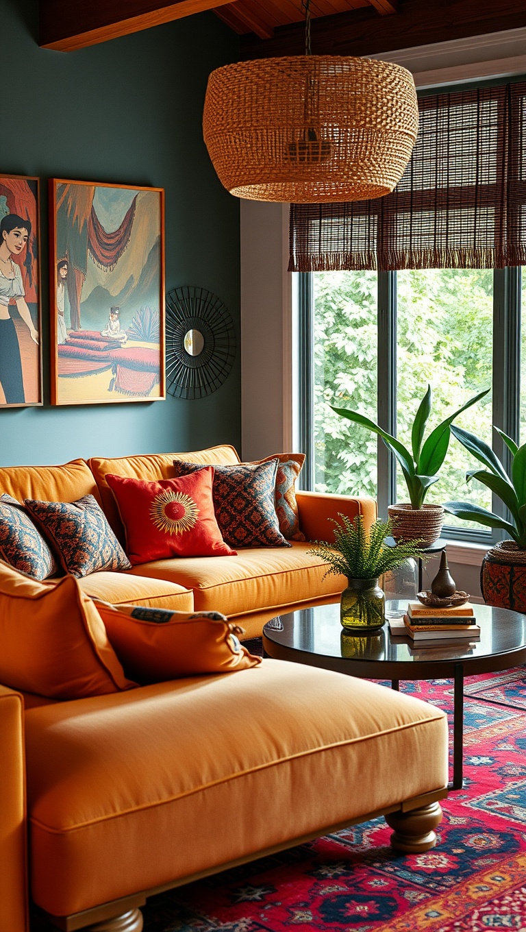 20 Stylish Ideas for a Modern Tribal Living Room - 16. Colorful Accents: Add Pops of Brights