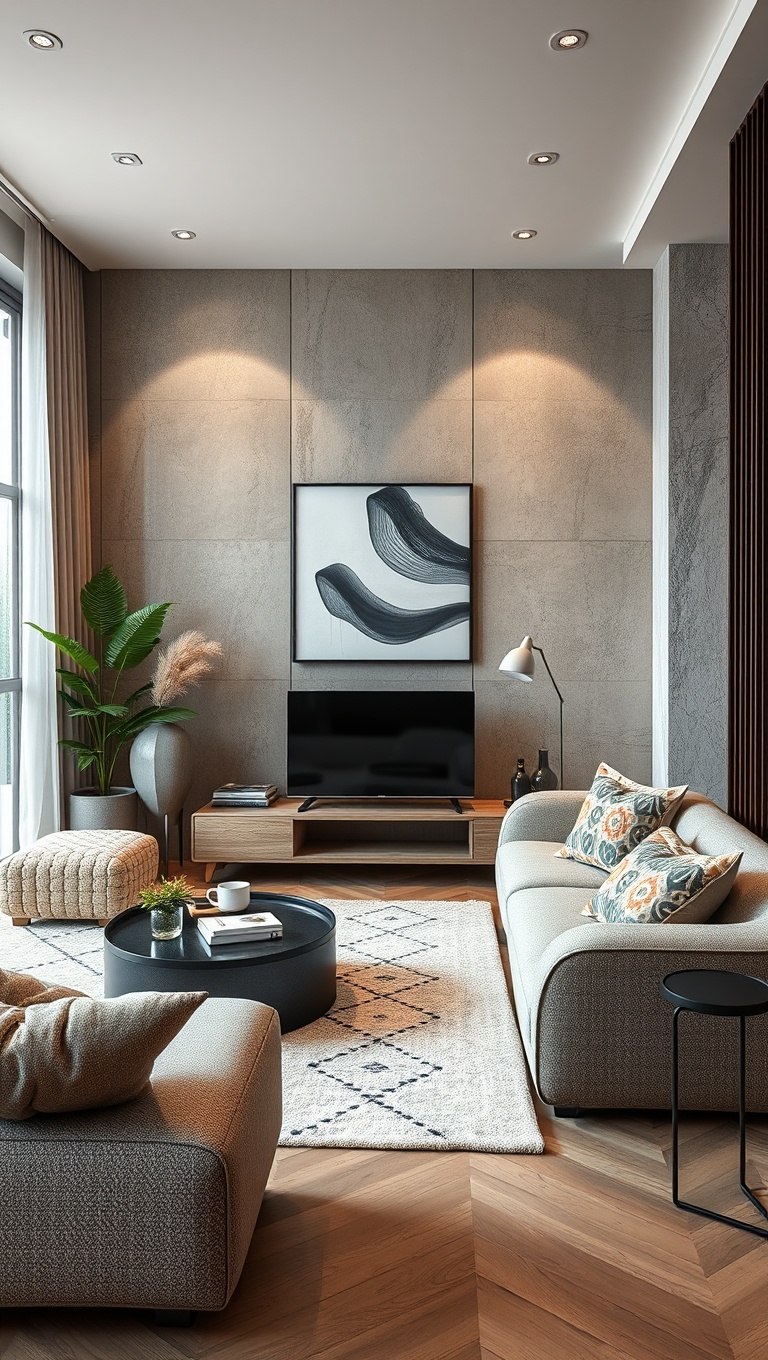 20 Fabulous Ideas for a Creative Modular Living Room - 16. Textured Fabrics: Cozy and Chic Combinations