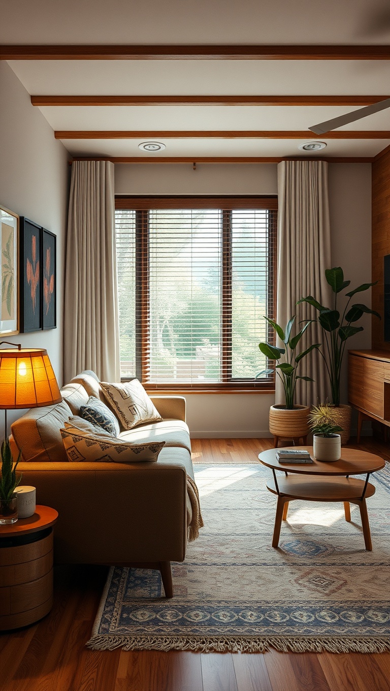 Wood Accents in Mid-Century Modern Living Room
