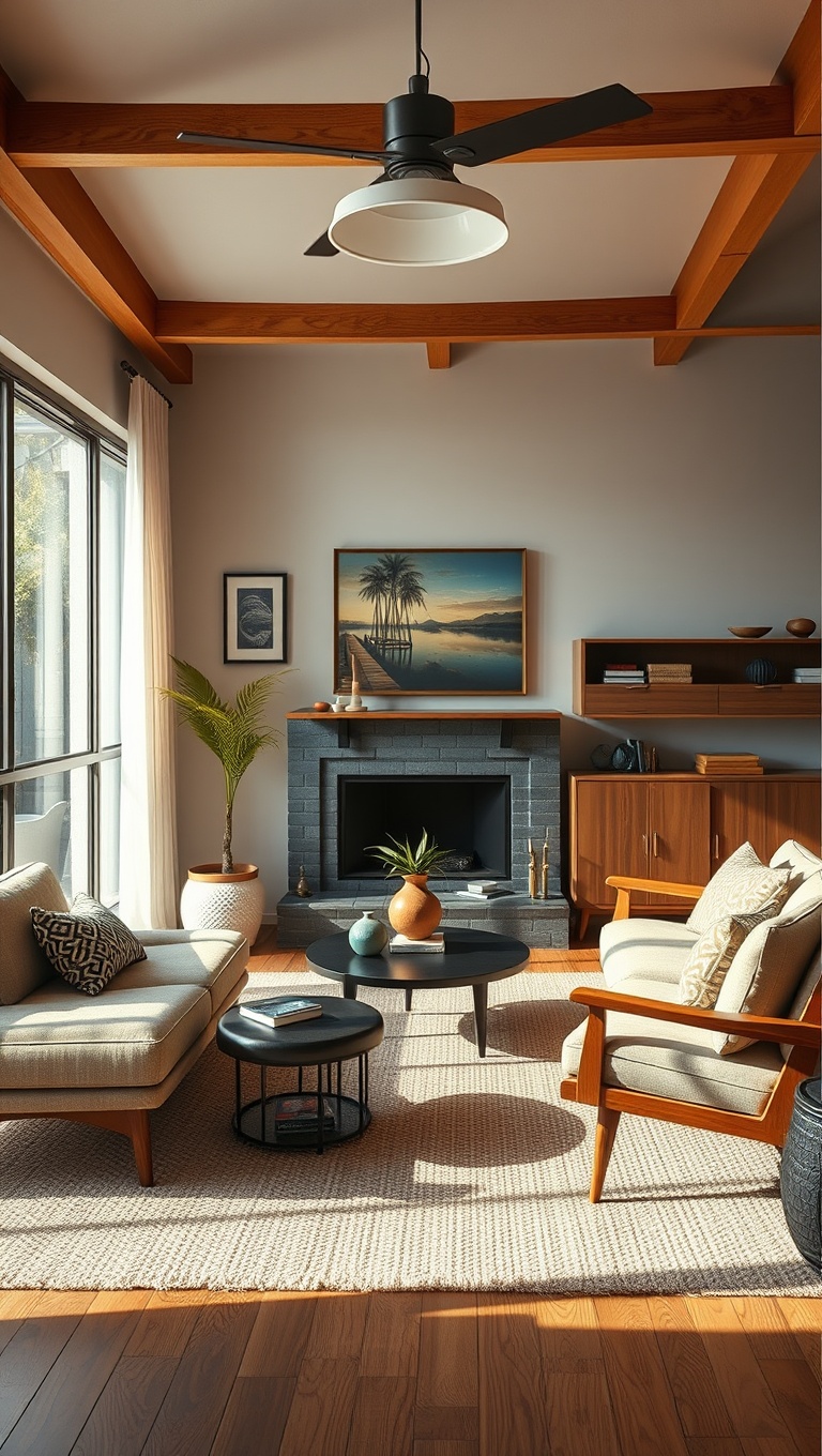Low Profile Furniture in Mid-Century Modern Living Room