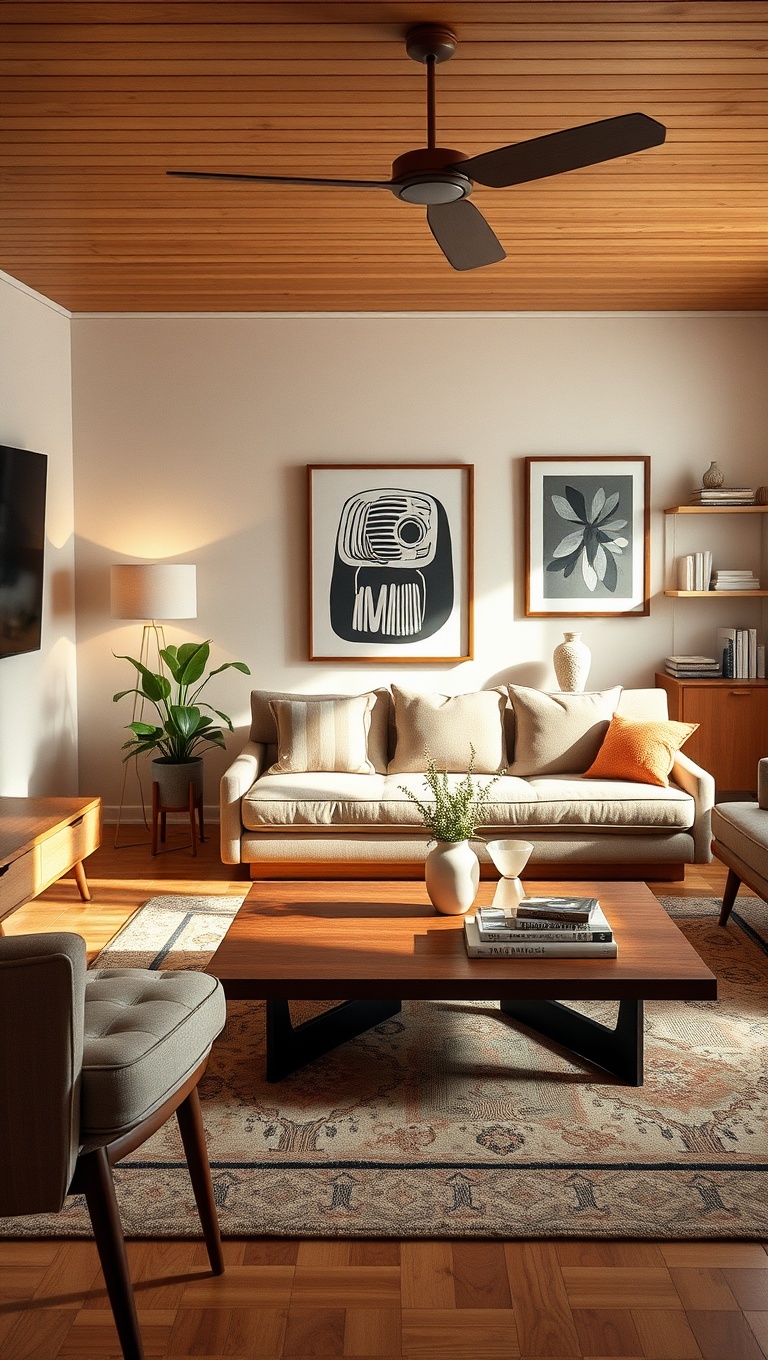 Statement Coffee Table in Mid-Century Modern Living Room