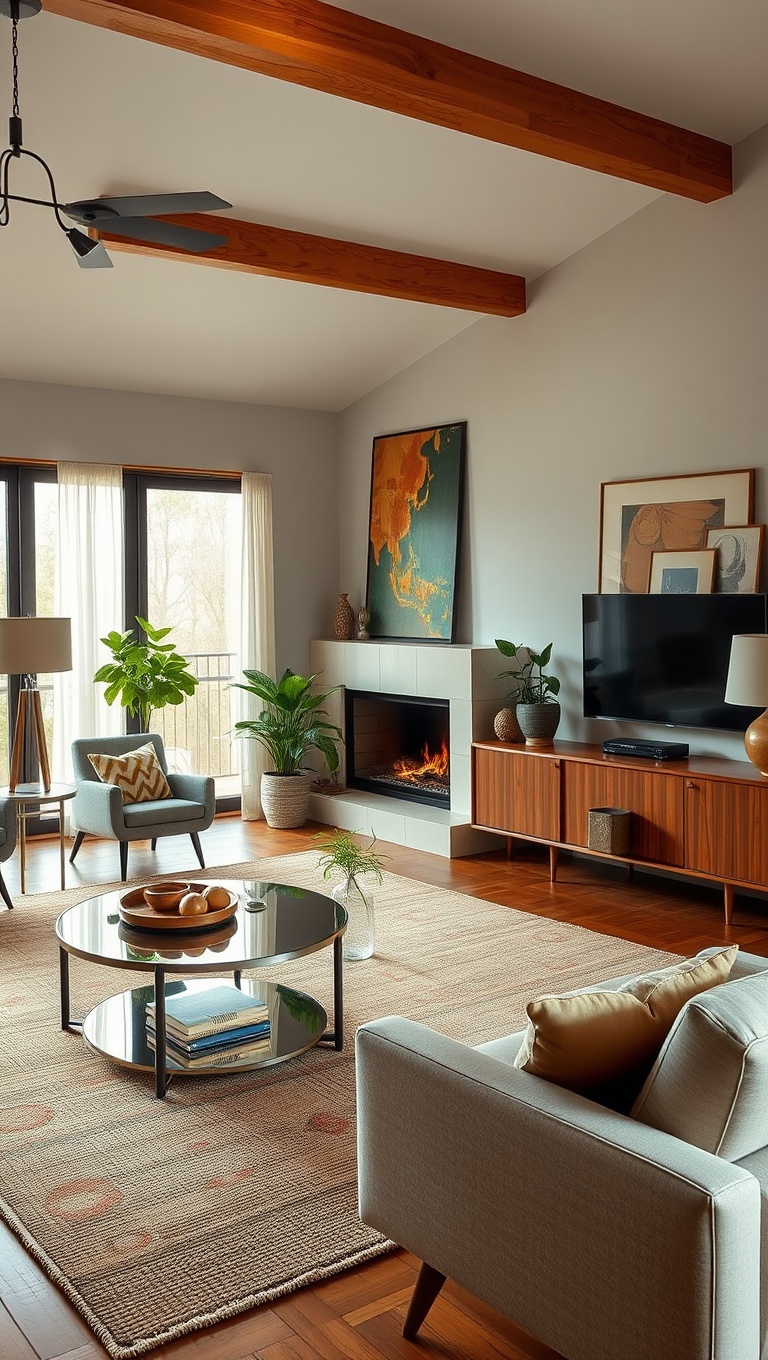 Console Tables in Mid-Century Modern Living Room