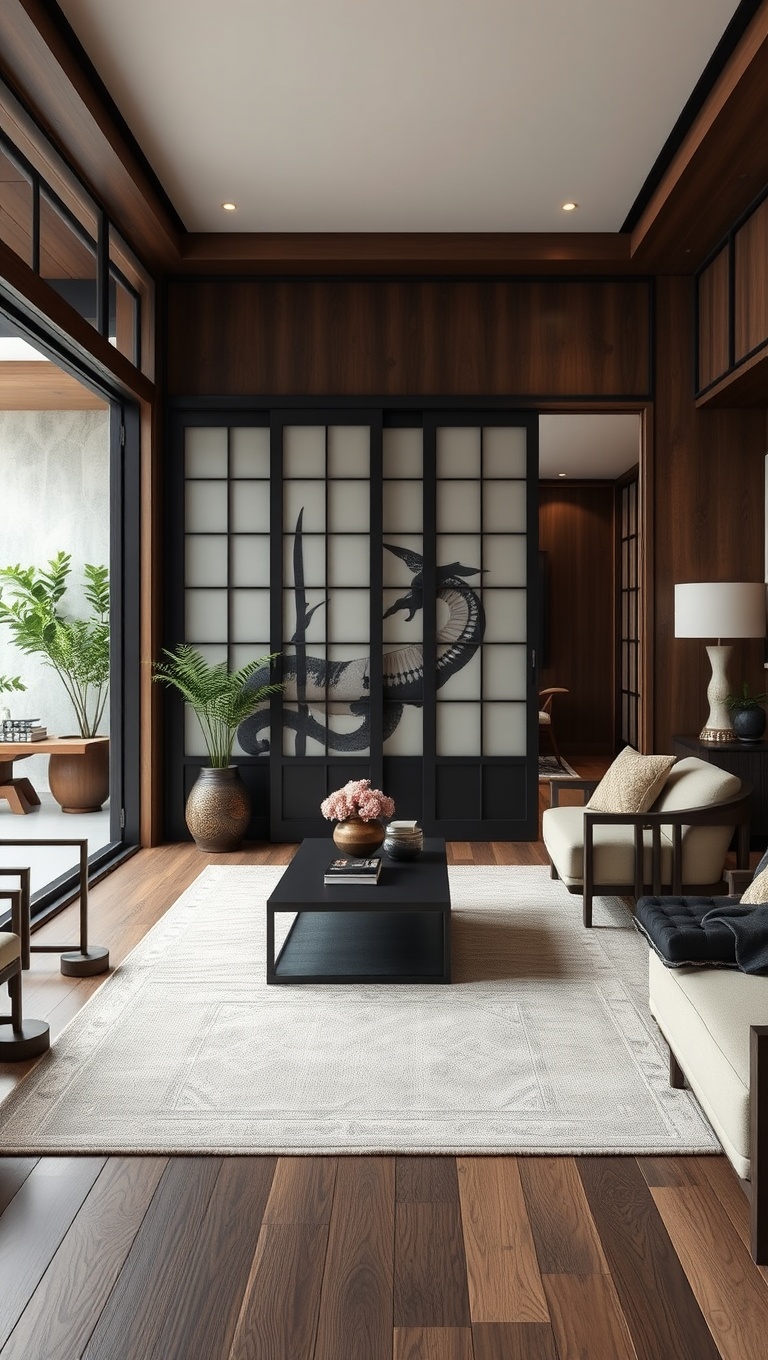 Sliding Doors in Asian-Inspired Home