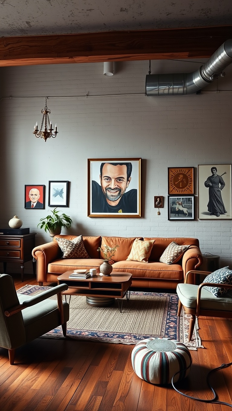 20 Artsy Loft Living Room Ideas to Inspire Your Creative Space - 4. Vintage Furniture for a Timeless Touch