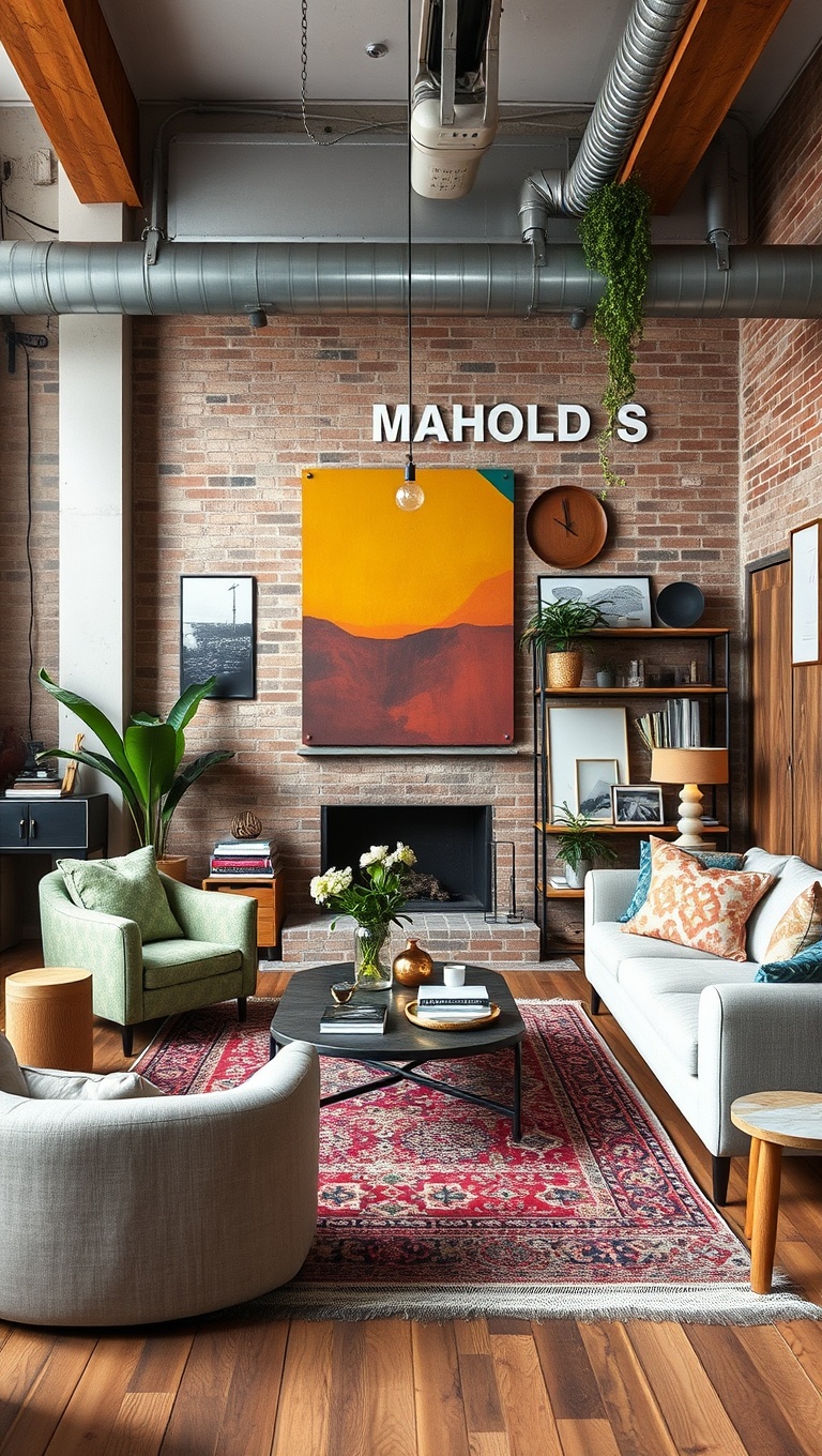 20 Artsy Loft Living Room Ideas to Inspire Your Creative Space - 11. Repurposed Materials for Unique Decor