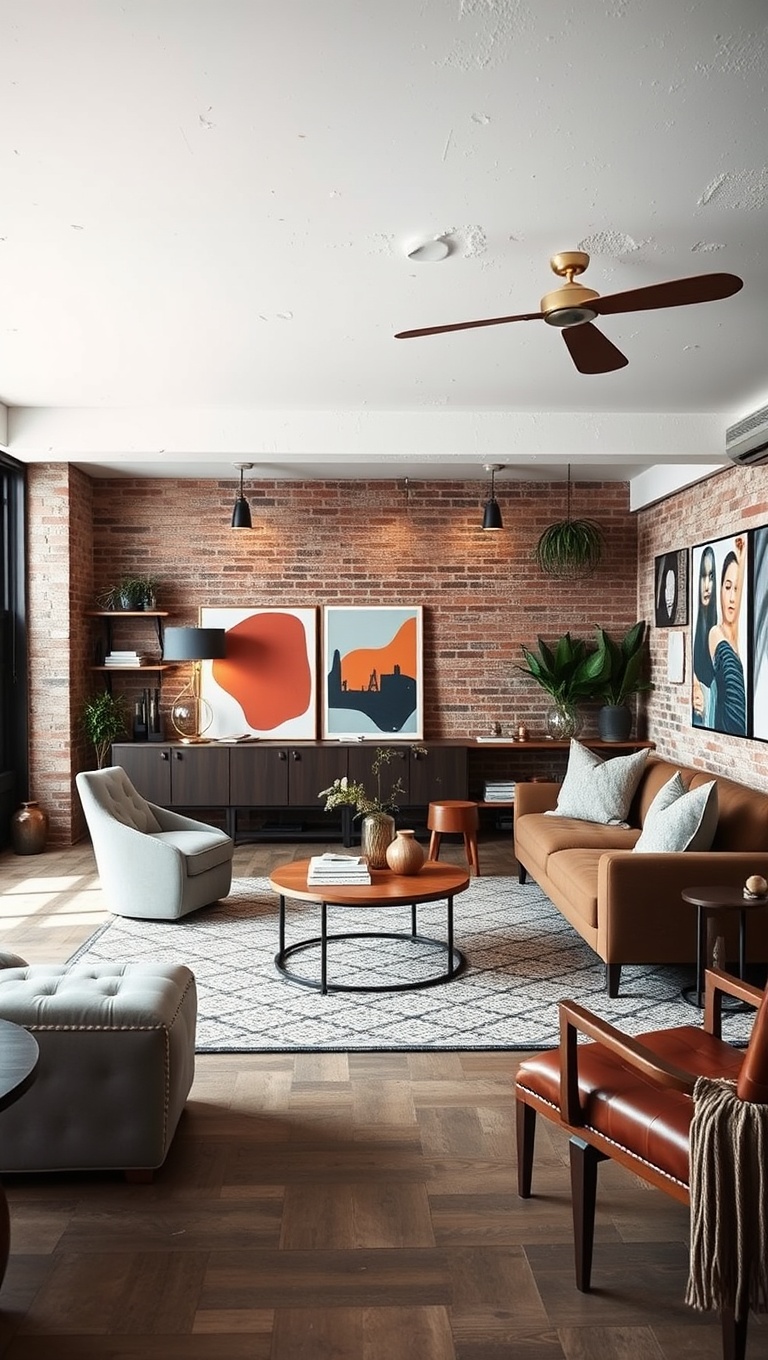 20 Artsy Loft Living Room Ideas to Inspire Your Creative Space - 16. Industrial Elements with a Chic Twist