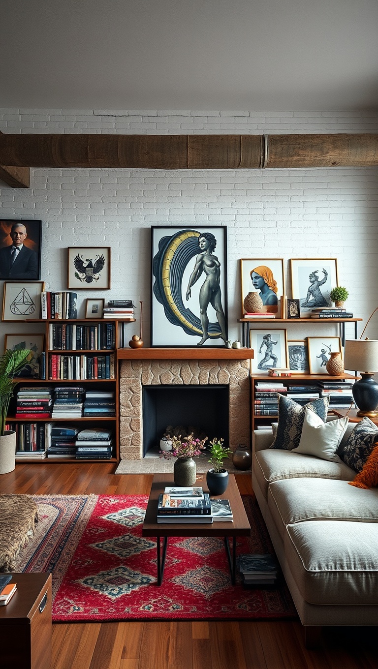 20 Artsy Loft Living Room Ideas to Inspire Your Creative Space - Showcasing Your Collections: From Books to Figurines