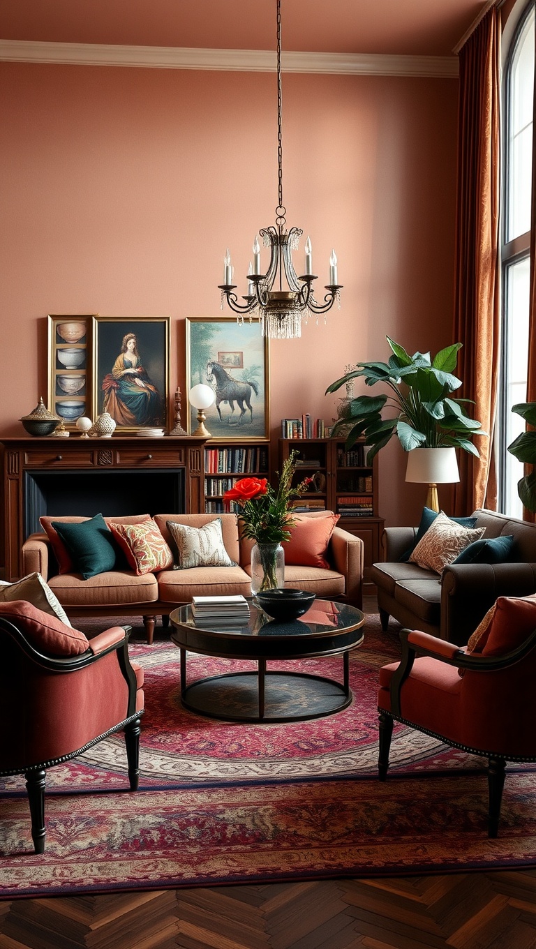 20 Sparkling Ideas to Create Your Vintage Glam Living Room - 9. Color Palettes: Embrace Rich Jewel Tones
