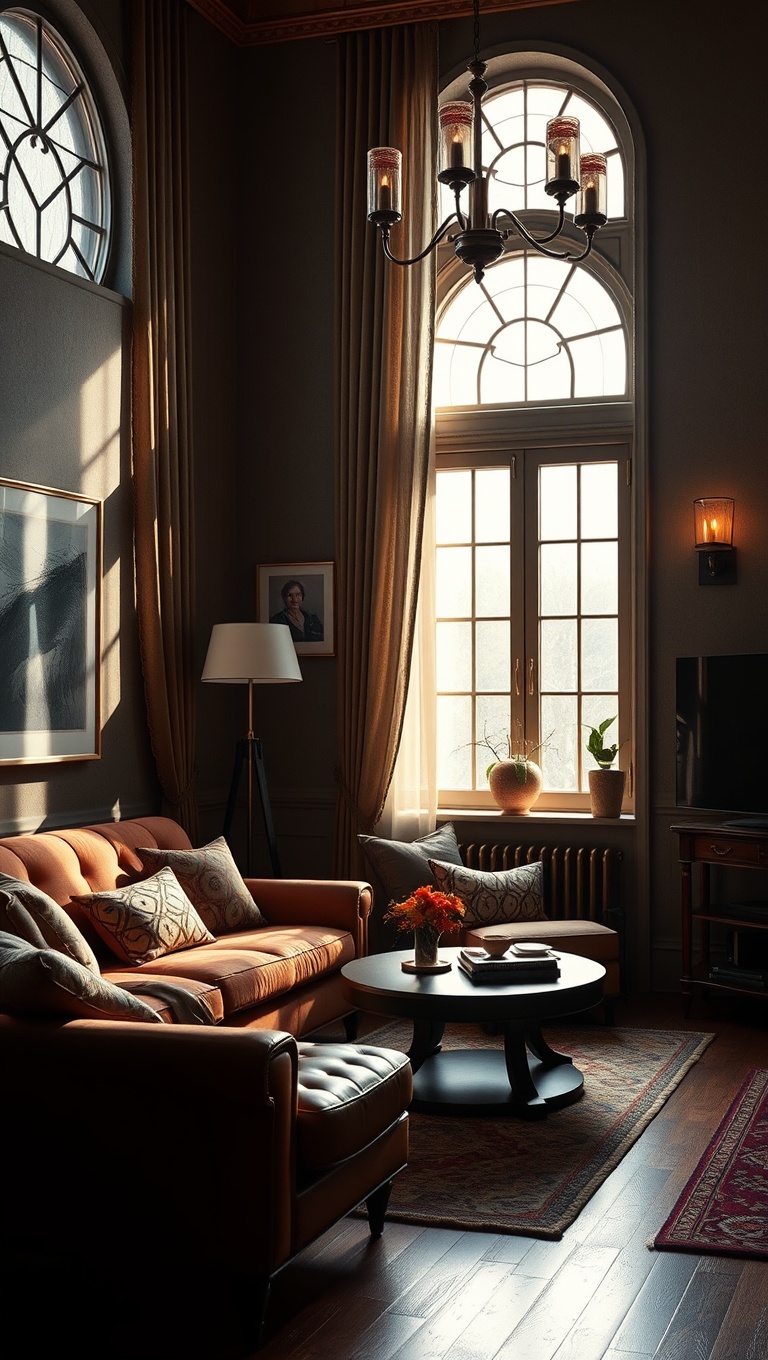 20 Sparkling Ideas to Create Your Vintage Glam Living Room - 13. Layered Lighting: Set the Mood Right