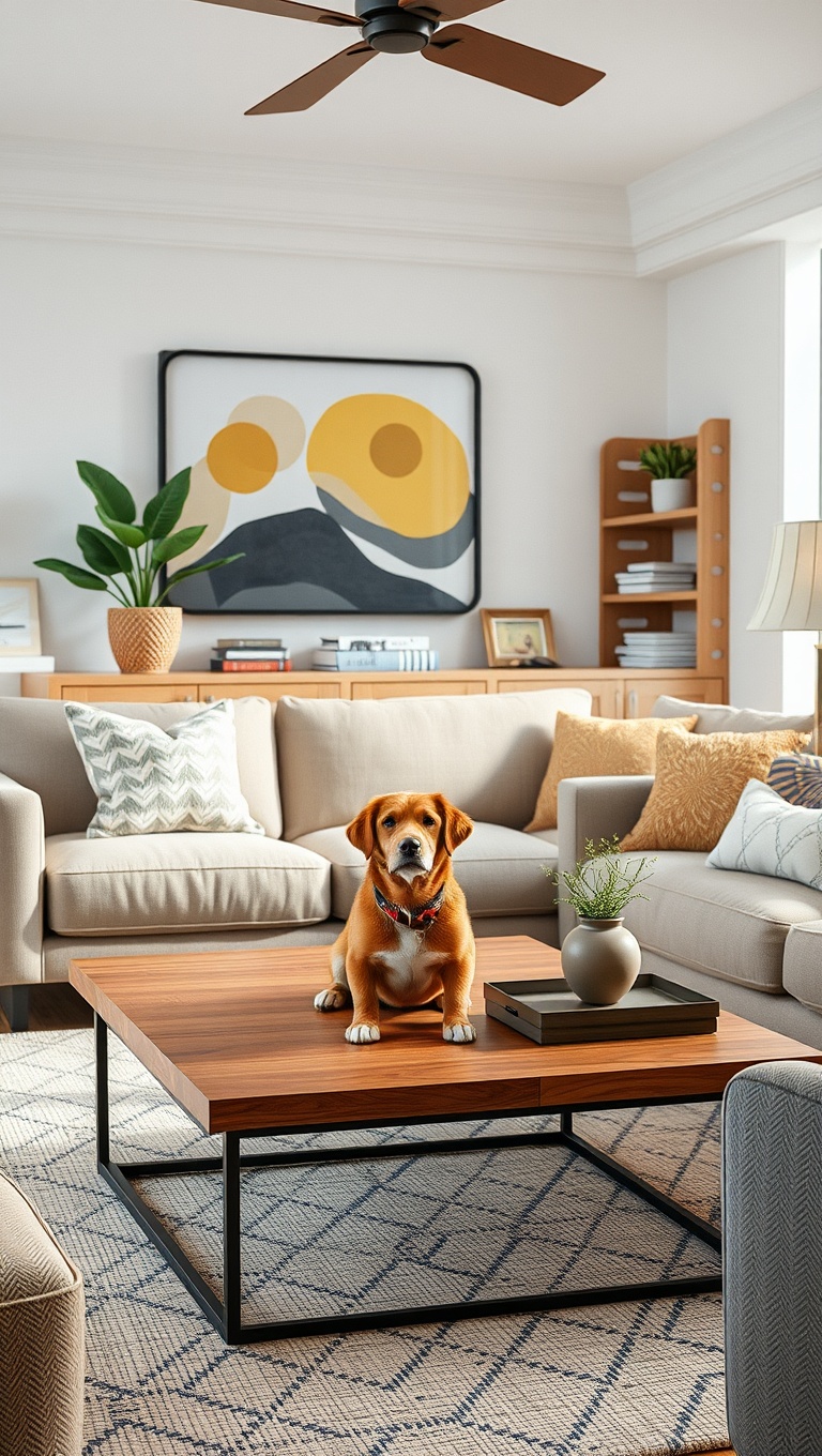 20 Pawsitively Stylish Ideas for a Pet-Friendly Living Room - Install a Pet-Friendly Coffee Table