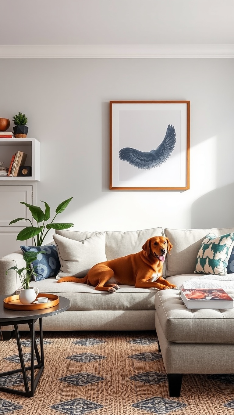 20 Pawsitively Stylish Ideas for a Pet-Friendly Living Room - Create a Focal Point with a Pet-Friendly Sofa