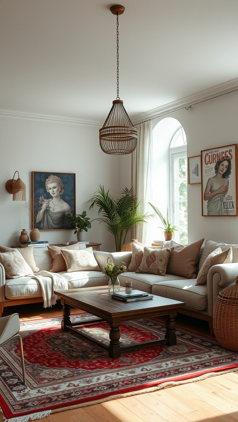 20 Dreamy Ideas for a Romantic Boho Living Room - 5. Vintage Rugs for Cozy Vibes