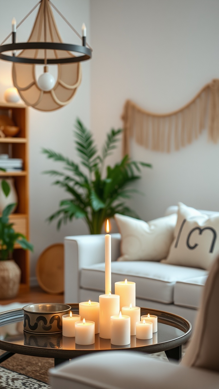 20 Dreamy Ideas for a Romantic Boho Living Room - 12. Romantic Candles for Ambiance