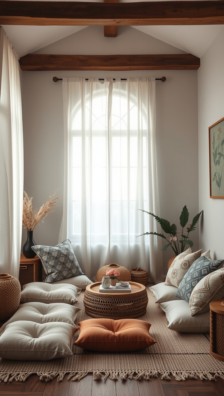 20 Dreamy Ideas for a Romantic Boho Living Room - 11. Cozy Nooks with Floor Cushions