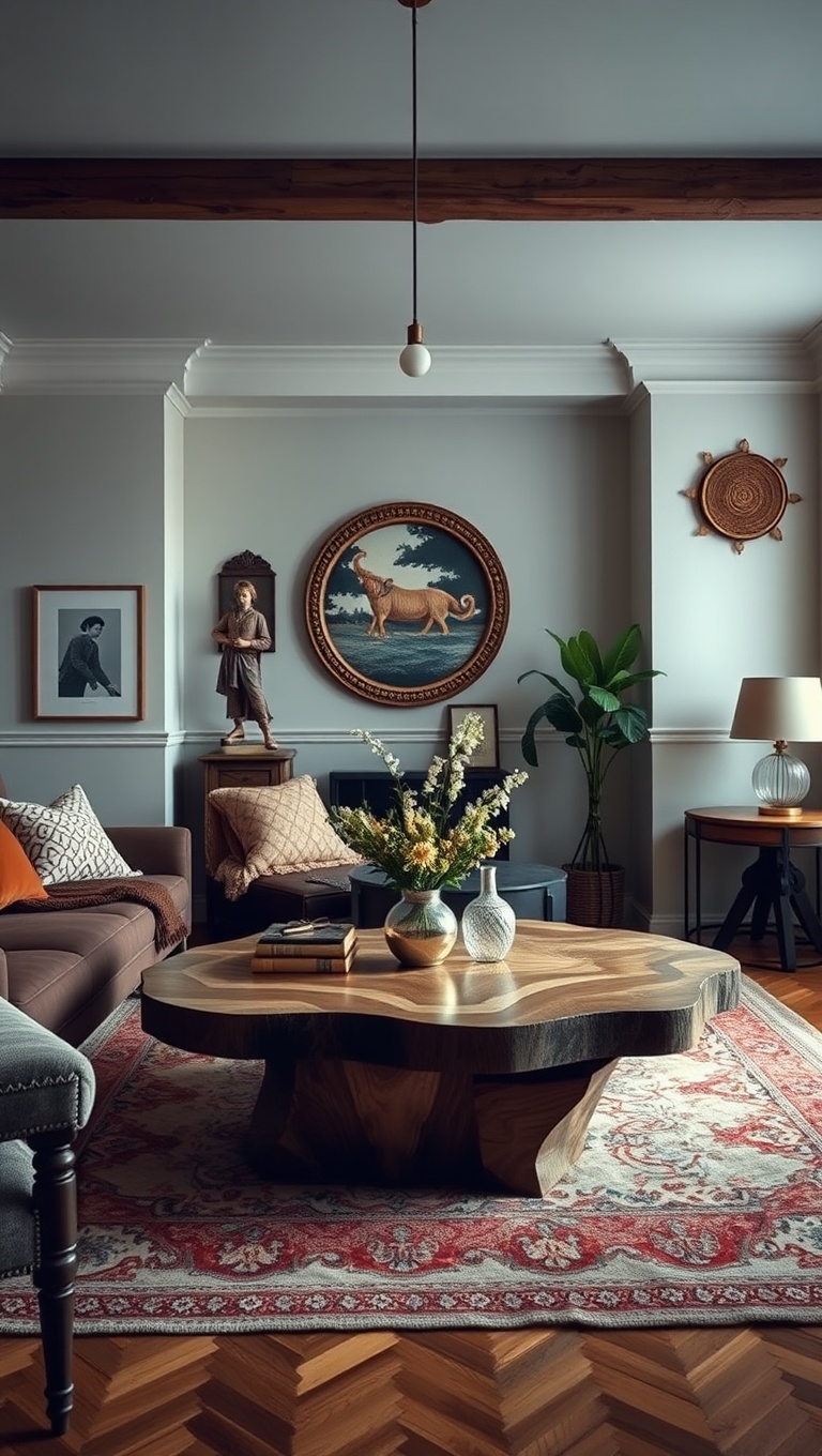 20 Dreamy Ideas for a Romantic Boho Living Room - 13. Unique Coffee Tables with Character