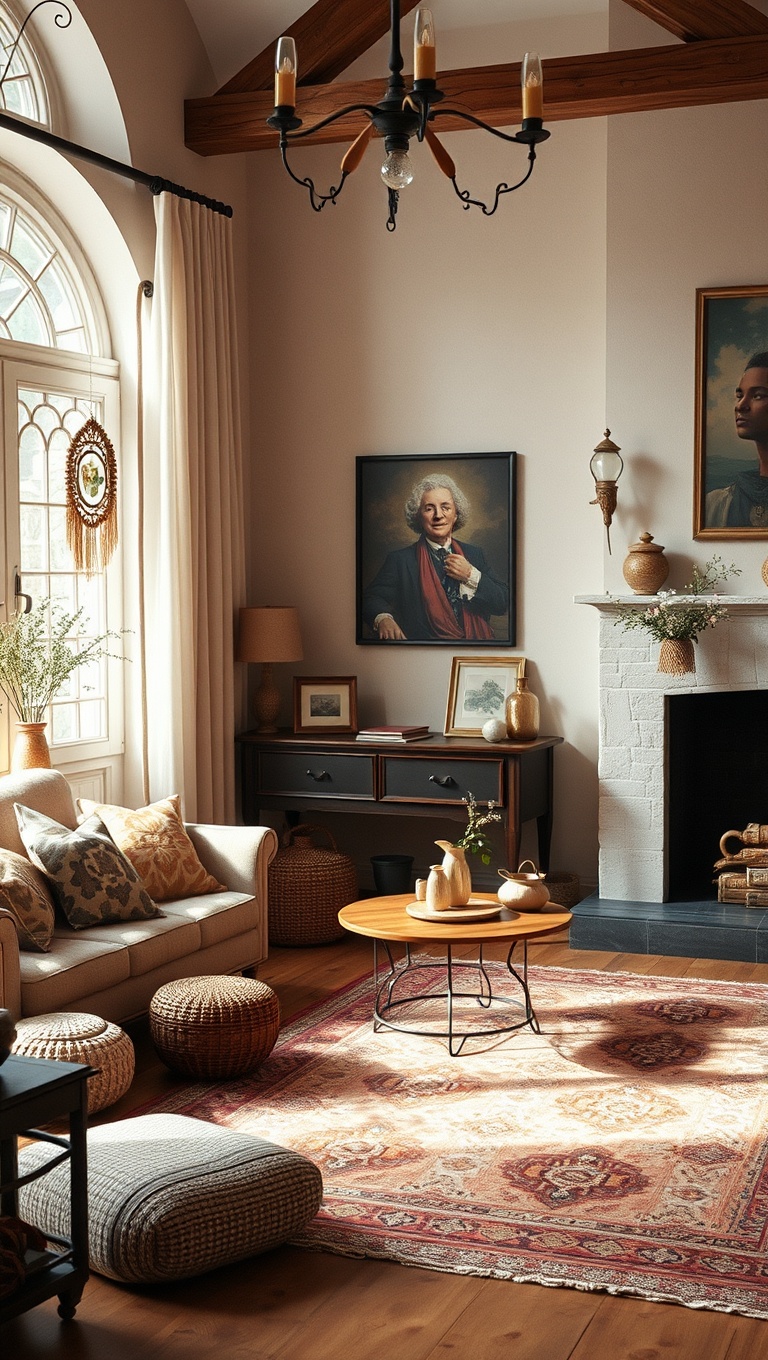 20 Dreamy Ideas for a Romantic Boho Living Room - 17. Vintage Finds for a Personal Touch