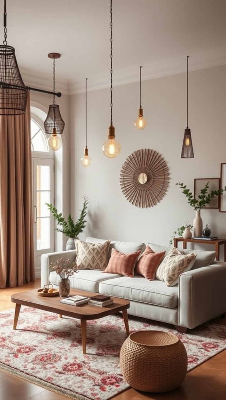 20 Dreamy Ideas for a Romantic Boho Living Room - 16. Whimsical Light Fixtures