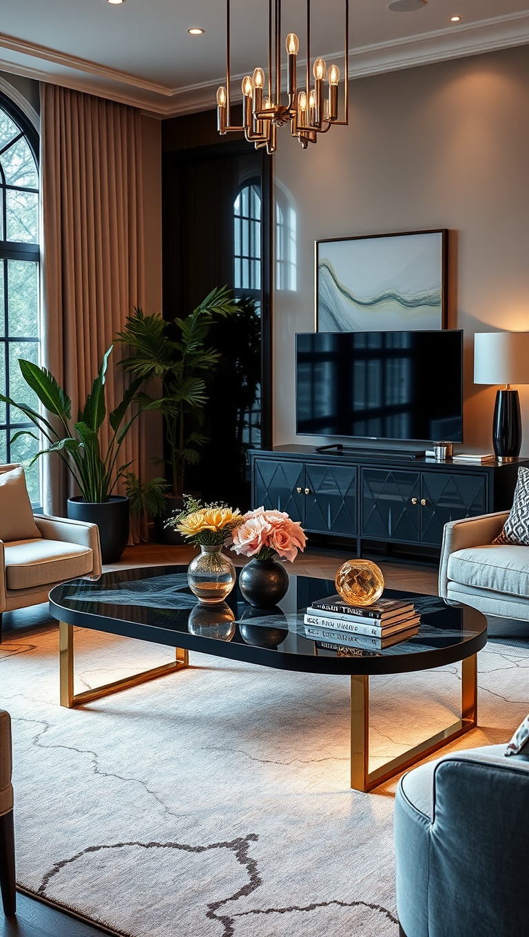 20 Stunning Ideas to Transform Your Living Room with Art Deco Flair - 5. Chic Art Deco Coffee Tables