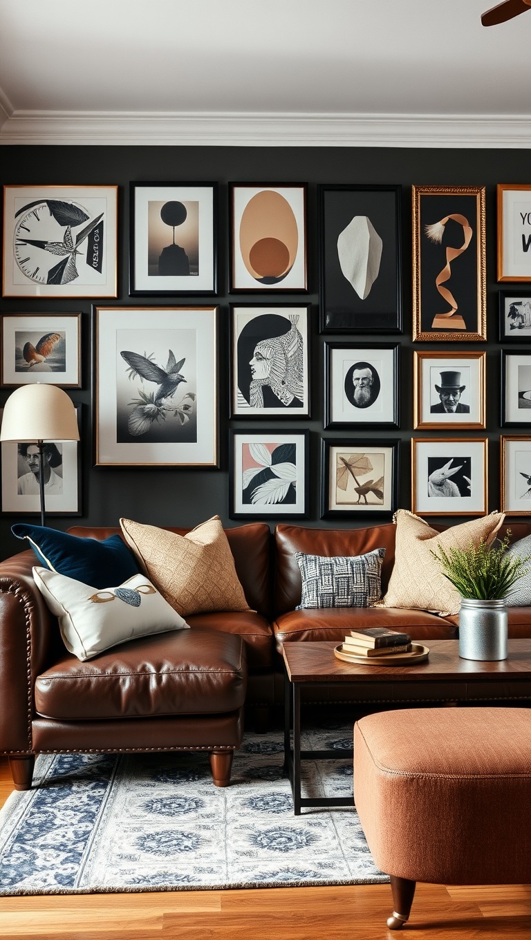 20 Fun Ideas to Create an Eclectic Gallery Wall in Your Living Room - Use Mirrors for Depth