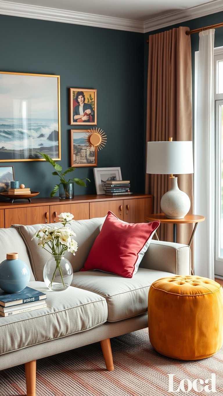 25 Creative Ideas for Budget-Friendly Living Rooms That Wow! - 24. Add Vibrant Accessories for a Color Boost