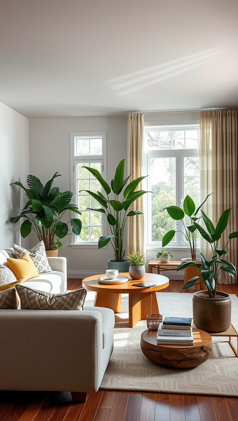 25 Stunning Ideas to Transform Your Transitional Living Room - 6. Infuse Natural Elements: Wood and Greenery