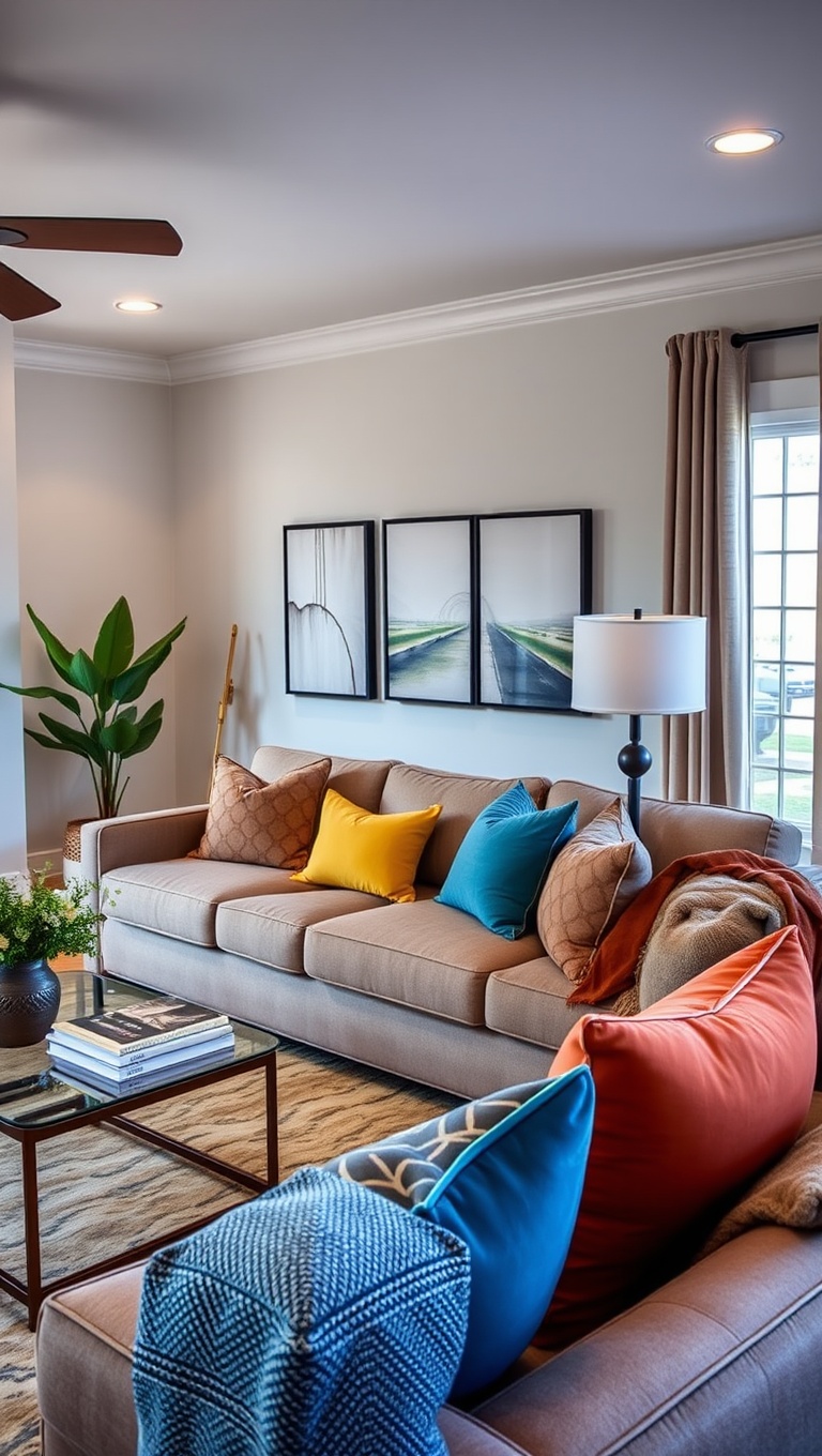 25 Stunning Ideas to Transform Your Transitional Living Room - 5. Accent Pillows: Small Touches, Big Impact