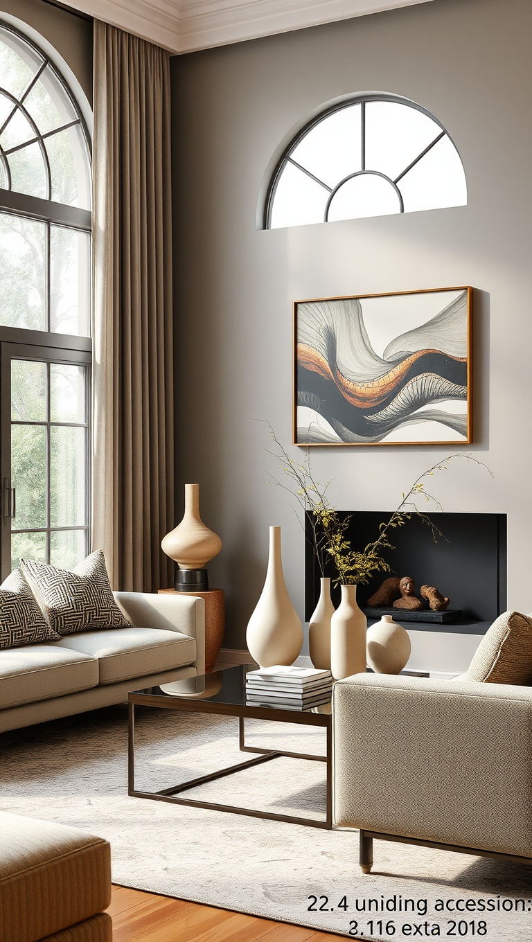 25 Stunning Ideas to Transform Your Transitional Living Room - 24. Distinctive Accessories: Sculptures and Vases