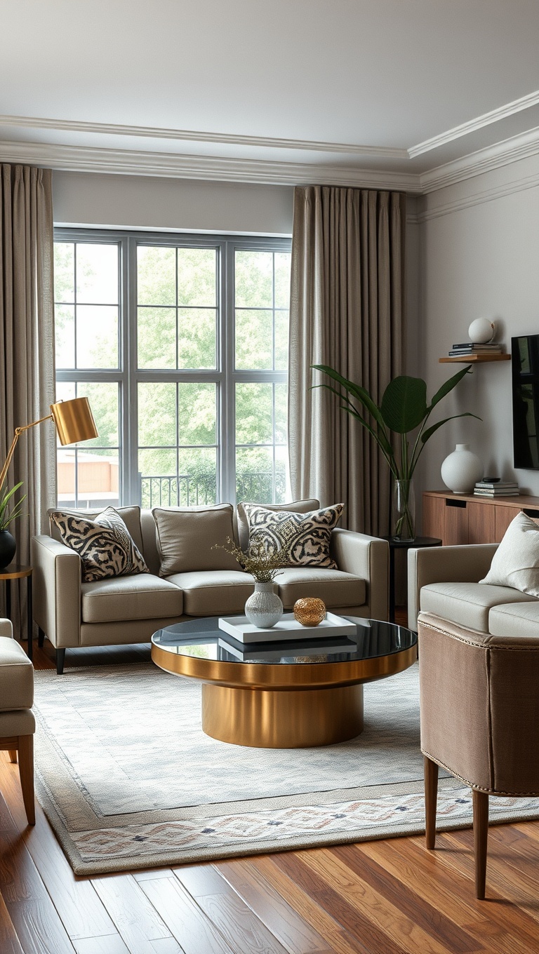 25 Stunning Ideas to Transform Your Transitional Living Room - 21. Eclectic Metal Finishes