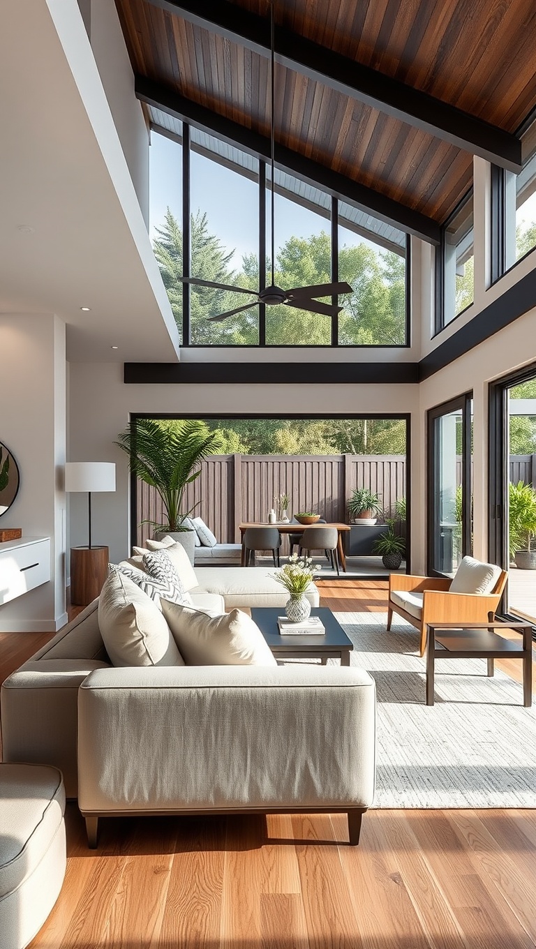 25 Stunning Ideas to Transform Your Transitional Living Room - 22. Seamless Indoor-Outdoor Living with Expansive Doors