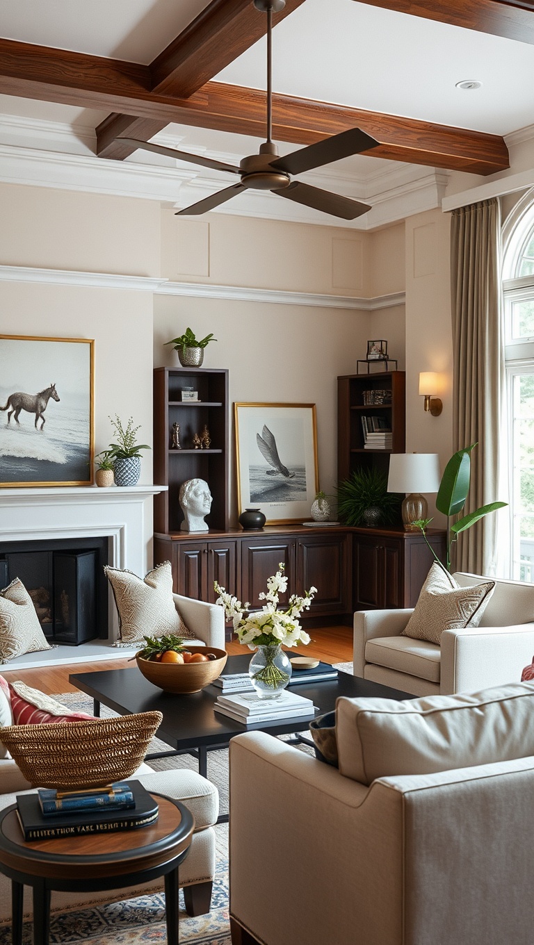 25 Stunning Ideas to Transform Your Transitional Living Room - 25. Personal Touches: Heirlooms and Travel Treasures