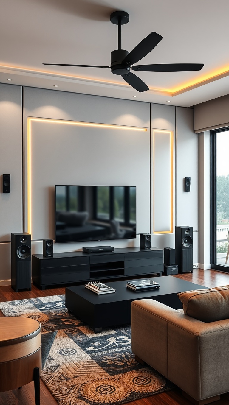 25 High-Tech Living Room Ideas to Elevate Your Space - 18. Install a Multi-Zone Audio System
