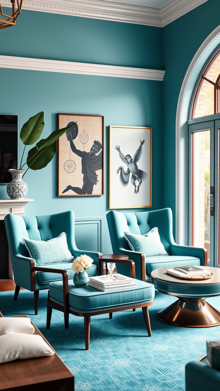 25 Stunning Ideas to Transform Your Living Room with Aqua Colors - 2. Aqua Accent Chairs to Make a Statement